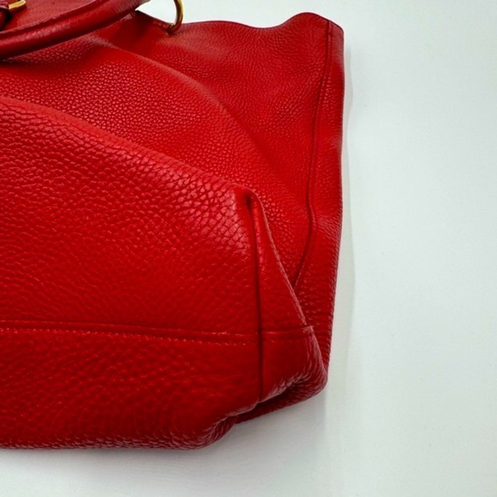 Auth Prada Rosso Vitello Daino Leather Convertible Shopping Tote Bag Preloved - Picture 10 of 13
